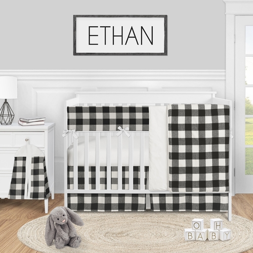 Buffalo Check Black and White 5 Piece Crib Bedding