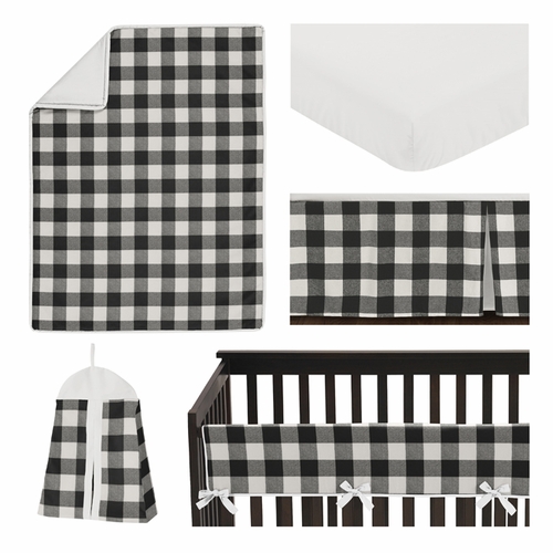 Buffalo Check Black and White 5 Piece Crib Bedding - alt image 1