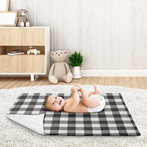Buffalo Check Black and White Baby Blanket - alt image 2