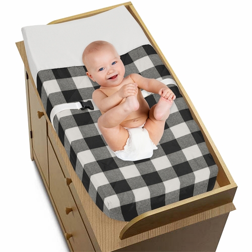 Buffalo Check Black and White Changing Pad Cover - alt image 2