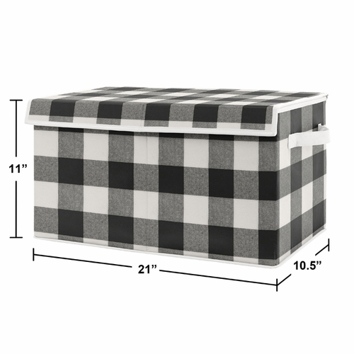 Buffalo Check Black and White Collection Fabric Toy Bin Storage - alt image 1