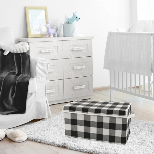 Buffalo Check Black and White Collection Fabric Toy Bin Storage - alt image 3