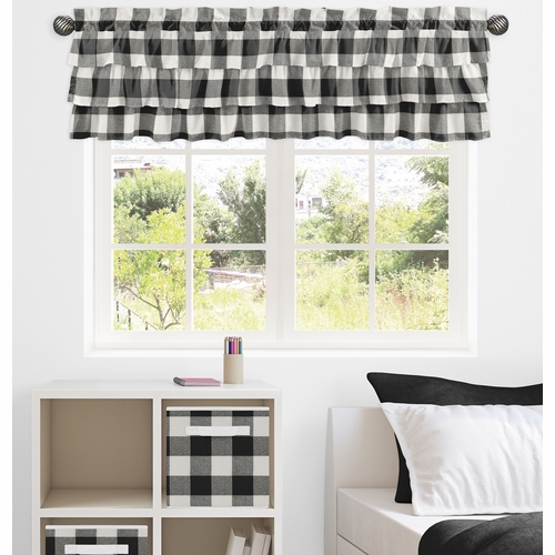 Buffalo Check Black and White Collection Tiered Window Valance - alt image 1