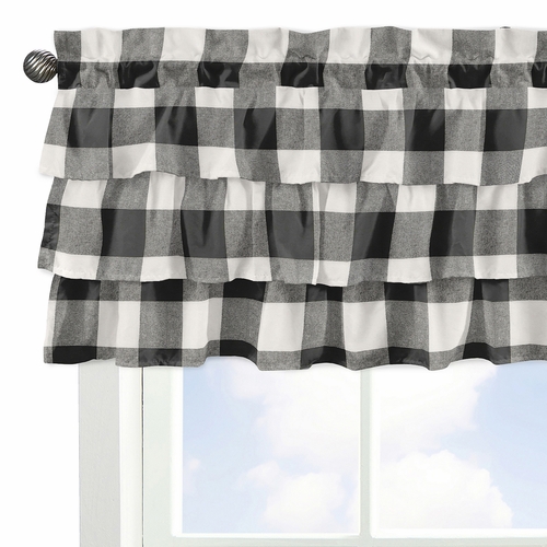 Buffalo Check Black and White Collection Tiered Window Valance - alt image 3