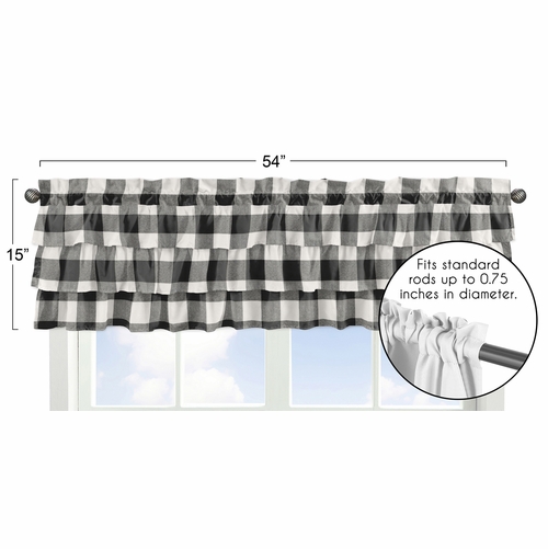 Buffalo Check Black and White Collection Tiered Window Valance - alt image 4