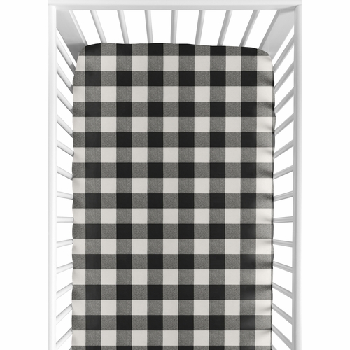 Buffalo Check Black and White Crib Sheet