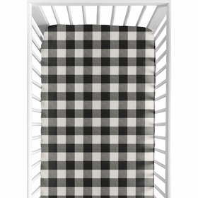Buffalo Check Black and White Crib Sheet