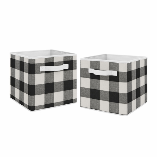 Buffalo Check Black and White Foldable Fabric Storage Bins