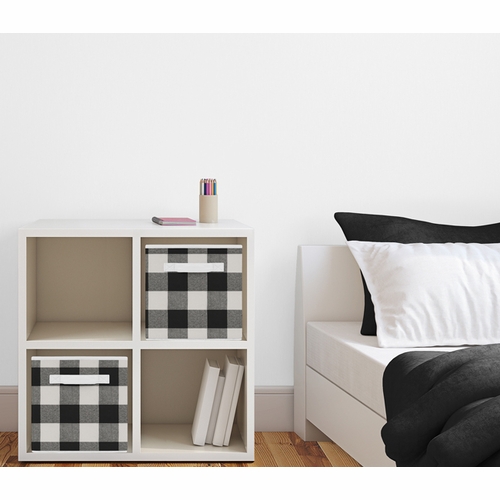 Buffalo Check Black and White Foldable Fabric Storage Bins - alt image 1