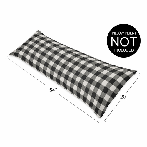 Buffalo Check Black and White Full Length Body Pillow Cover - alt image 3
