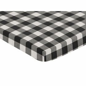 Buffalo Check Black and White Mini Crib Sheet