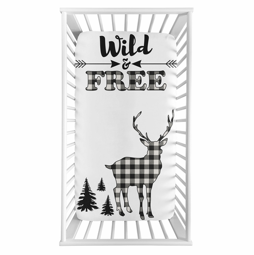Buffalo Check Black and White Photo Op Crib Sheet - Wild & Free - alt image 1