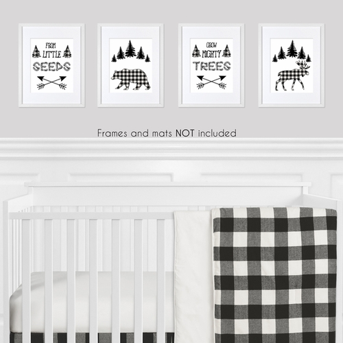 Buffalo Check Black and White Wall Art Prints - Set of 4 - alt image 1