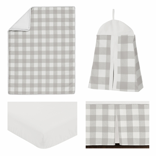 Buffalo Check Grey and White 4 Piece Bumperless Crib Bedding - alt image 1