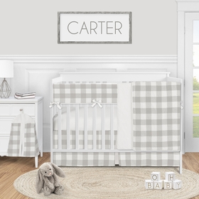 Buffalo Check Grey and White 5 Piece Crib Bedding