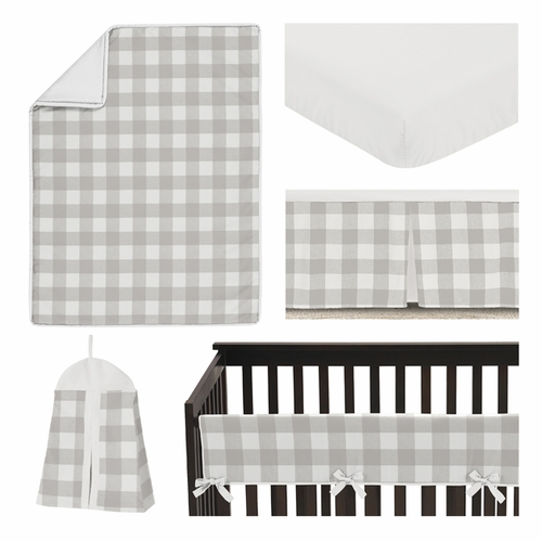 Buffalo Check Grey and White 5 Piece Crib Bedding - alt image 1