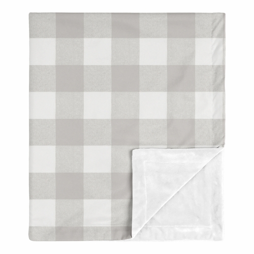 Buffalo Check Grey and White Baby Blanket