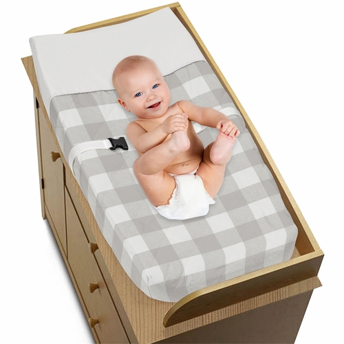 Buffalo Check Grey and White Changing Pad Cover - alt image 2