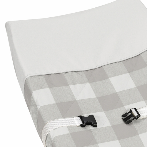 Buffalo Check Grey and White Changing Pad Cover - alt image 3