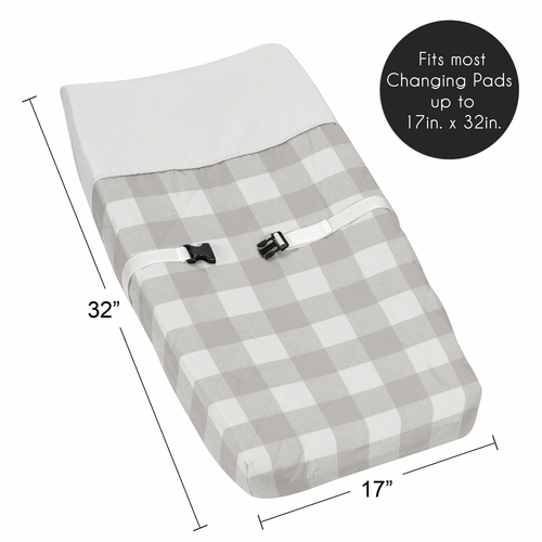 Buffalo Check Grey and White Changing Pad Cover - alt image 4