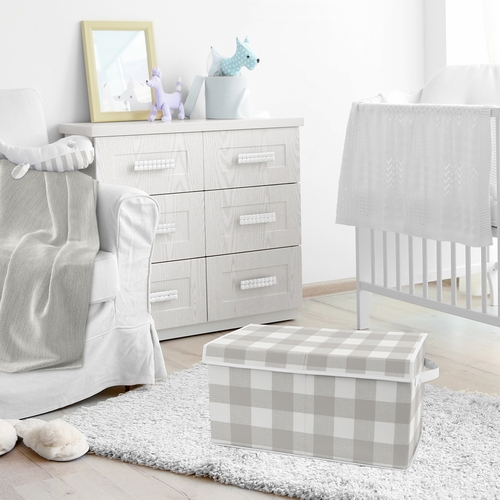 Buffalo Check Grey and White Collection Fabric Toy Bin Storage - alt image 1