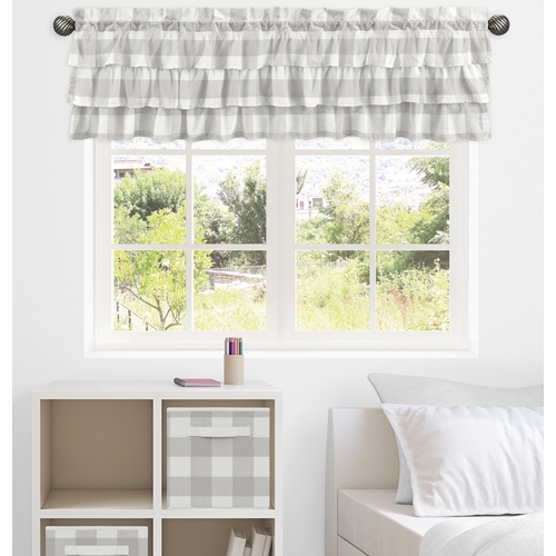 Buffalo Check Grey and White Collection Tiered Window Valance - alt image 1