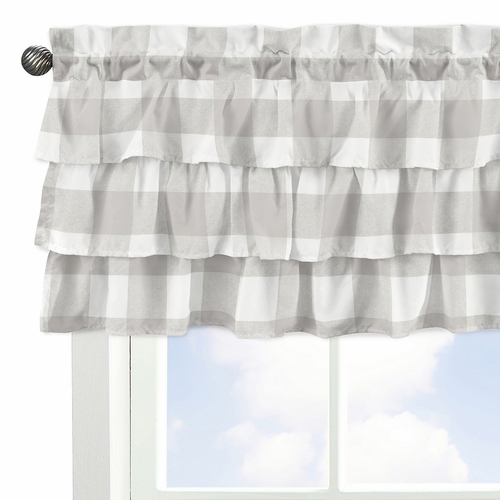 Buffalo Check Grey and White Collection Tiered Window Valance - alt image 3