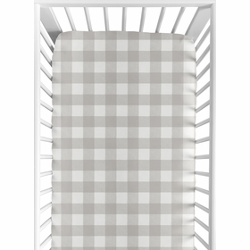 Buffalo Check Grey and White Crib Sheet