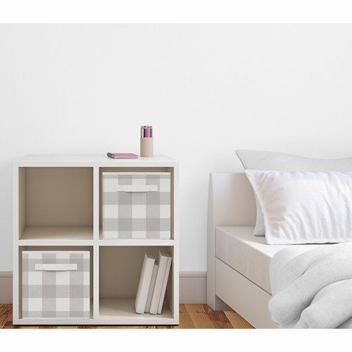 Buffalo Check Grey and White Foldable Fabric Storage Bins - alt image 1