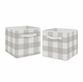 Buffalo Check Grey and White Foldable Fabric Storage Bins