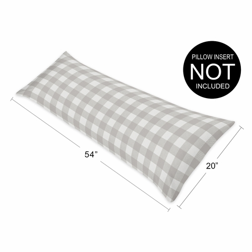 Buffalo Check Grey and White Full Length Body Pillow Cover - alt image 3