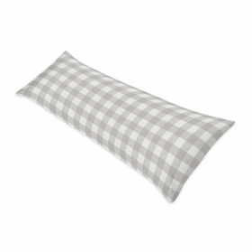 Buffalo Check Grey and White Full Length Body Pillow Cover