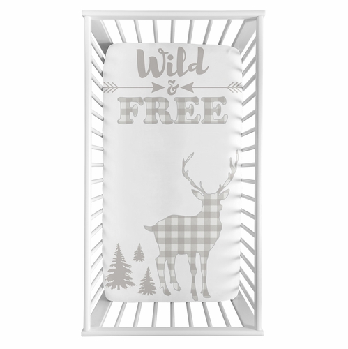 Buffalo Check Grey and White Photo Op Crib Sheet - alt image 1