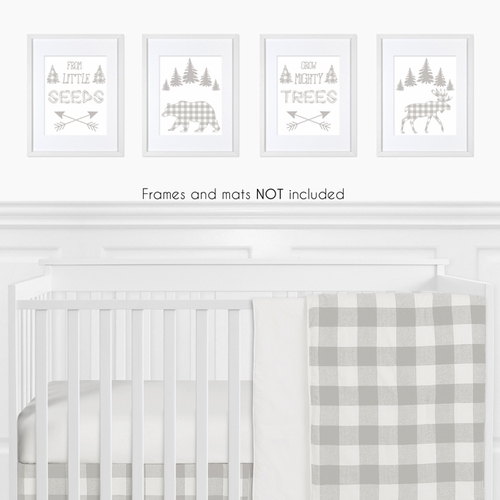 Buffalo Check Grey and White Wall Art Prints - Set of 4 - alt image 1