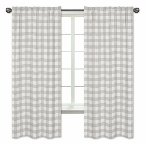 Buffalo Check Grey and White Window Panels - Set of 2