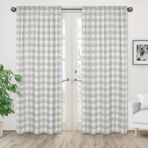 Buffalo Check Grey and White Window Panels - Set of 2 - alt image 1