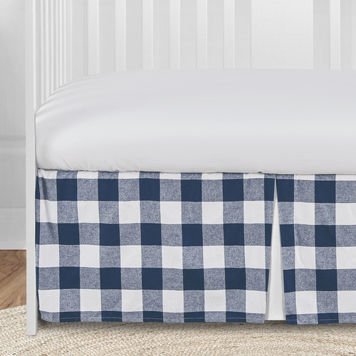 Buffalo Check Navy Blue and White 5 Piece Crib Bedding - alt image 4