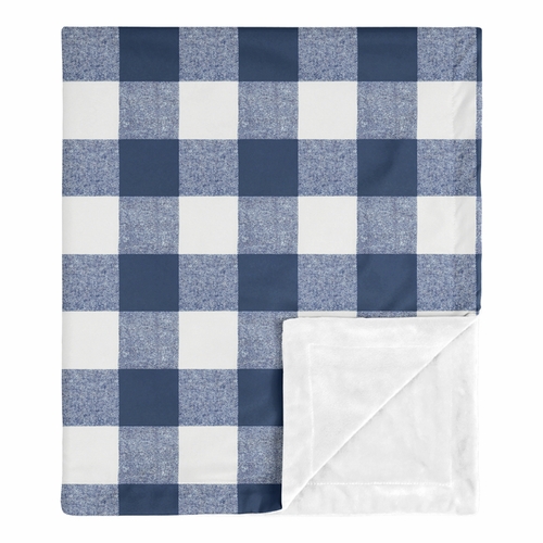 Buffalo Check Navy Blue and White Baby Blanket