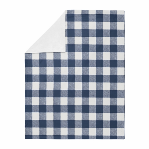 Buffalo Check Navy Blue and White Baby Blanket - alt image 1