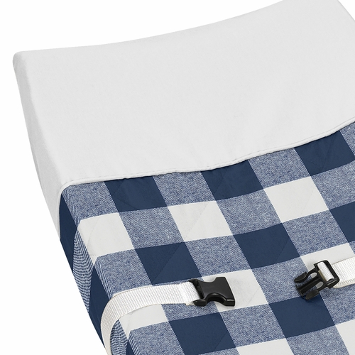 Buffalo Check Navy Blue and White Changing Pad Cover - alt image 3