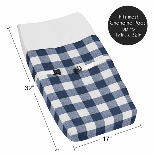 Buffalo Check Navy Blue and White Changing Pad Cover - alt image 4