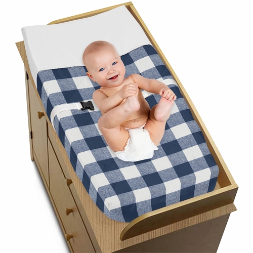 Buffalo Check Navy Blue and White Changing Pad Cover - alt image 2