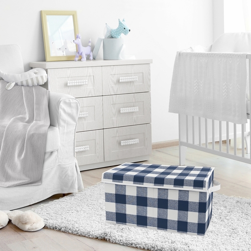 Buffalo Check Navy Blue And White Collection  Fabric Toy Bin Storage - alt image 1