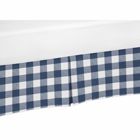 Buffalo Check Navy Blue and White Crib Bed Skirt