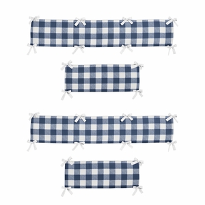 Buffalo Check Navy Blue and White Crib Bumper Pad