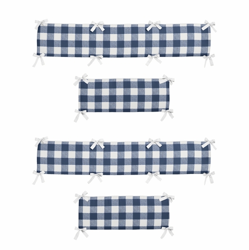 Buffalo Check Navy Blue and White Crib Bumper Pad
