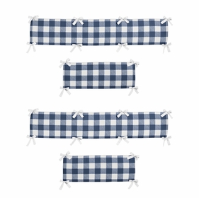 Buffalo Check Navy Blue and White Crib Bumper Pad