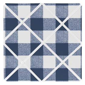 Buffalo Check Navy Blue and White Fabric Memo Board