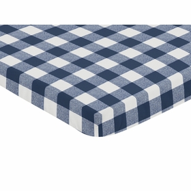 Buffalo Check Navy Blue and White Mini Crib Sheet