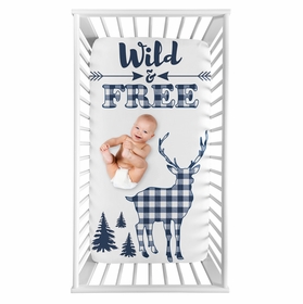 Buffalo Check Navy Blue and White Photo Op Crib Sheet